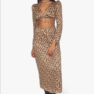 We Wore What cheetah print cutout dress